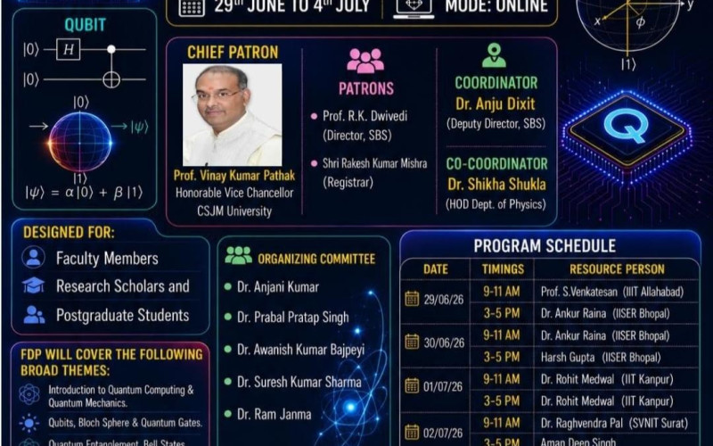 Chhatrapati Shahu Ji Maharaj University, formerly Kanpur University - 5 Days Faculty Development Program